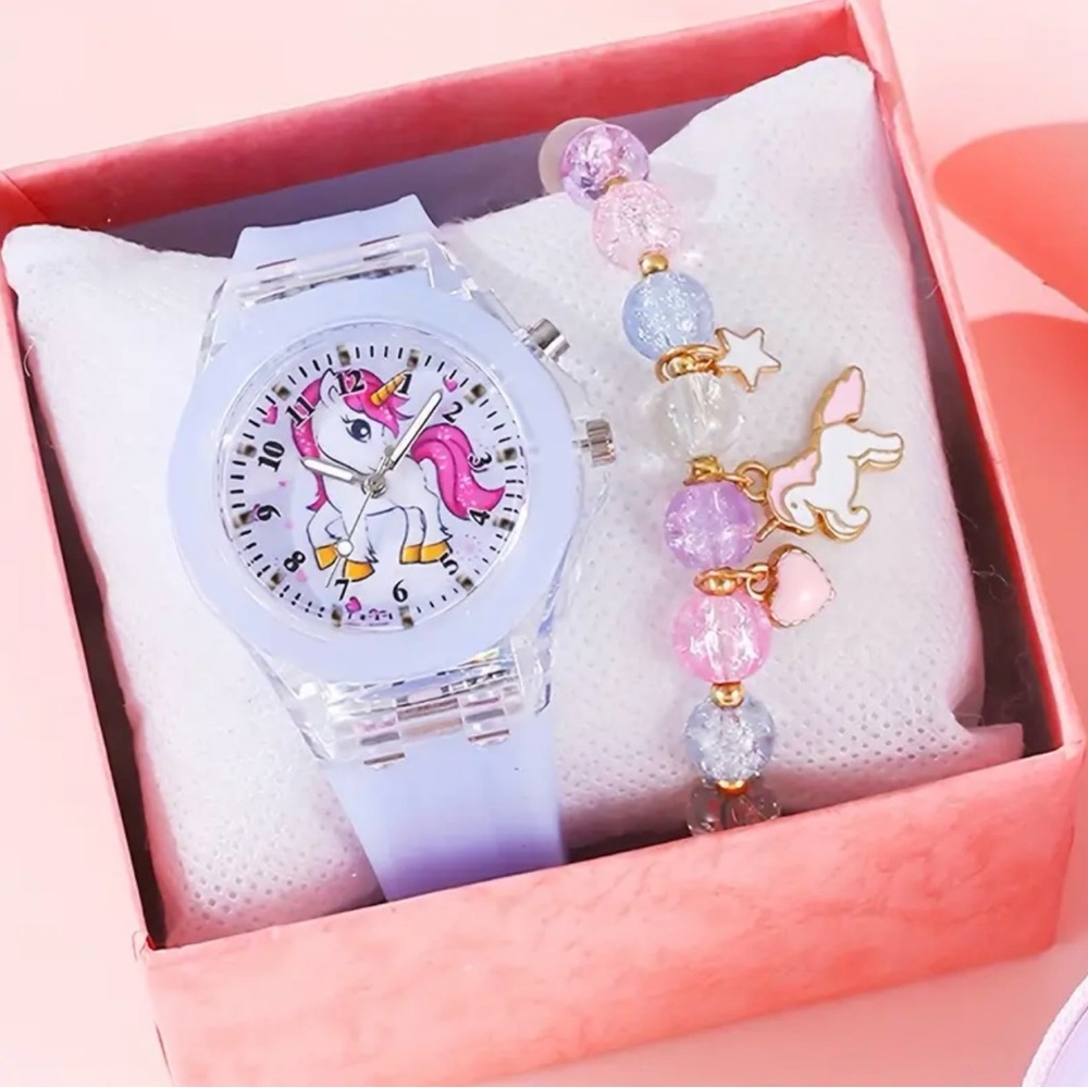 Adorable Unicorn Quartz Watch and Bracelet Set